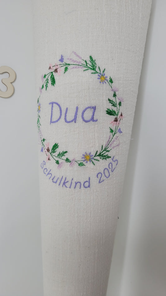 Schultüte Blumenkranz flieder