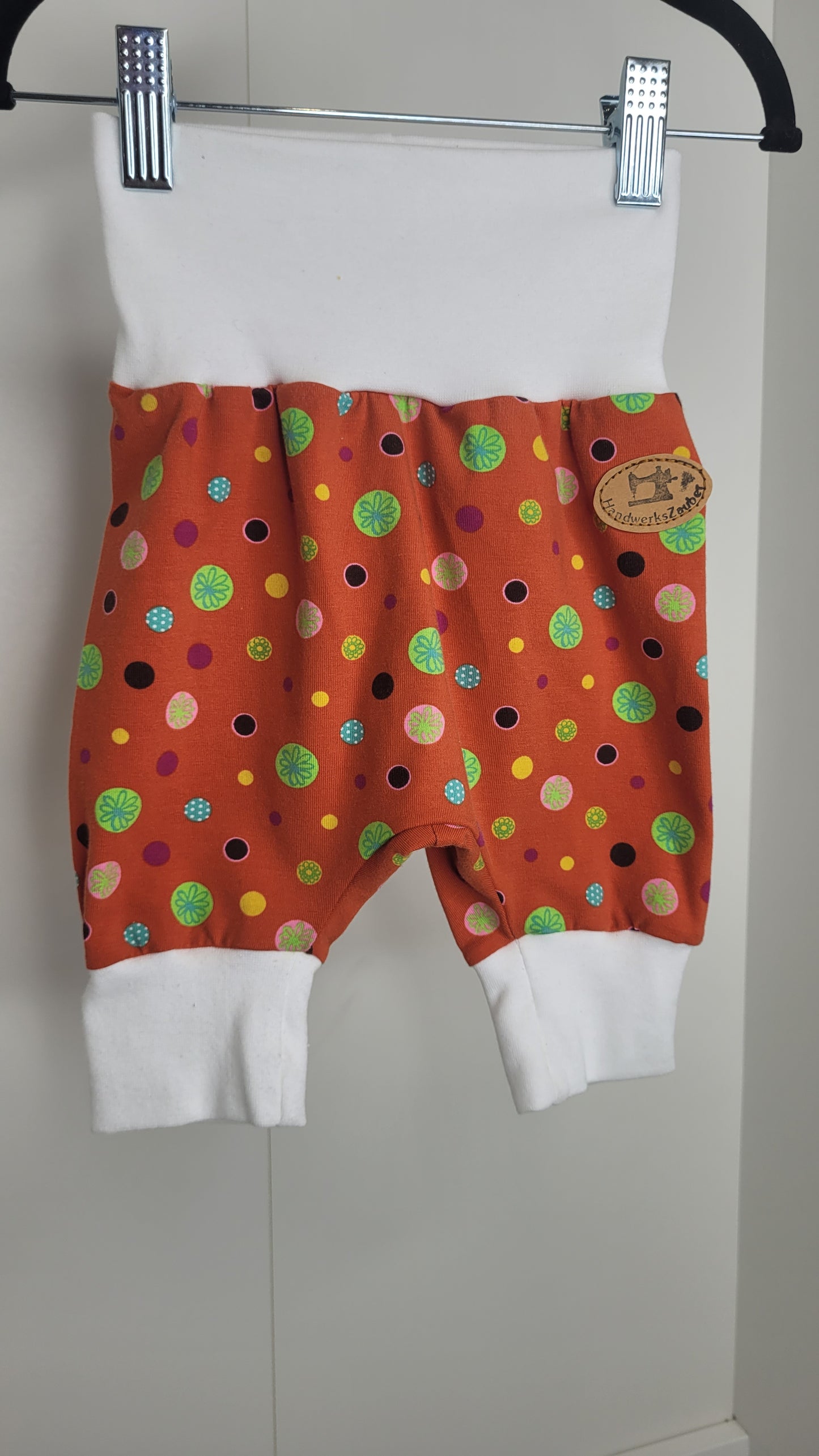 Babypumphose zum Mitwachsen Orange Muster