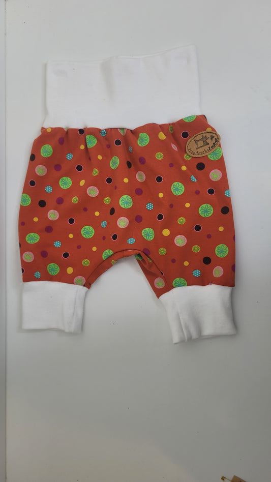 Babypumphose zum Mitwachsen Orange Muster