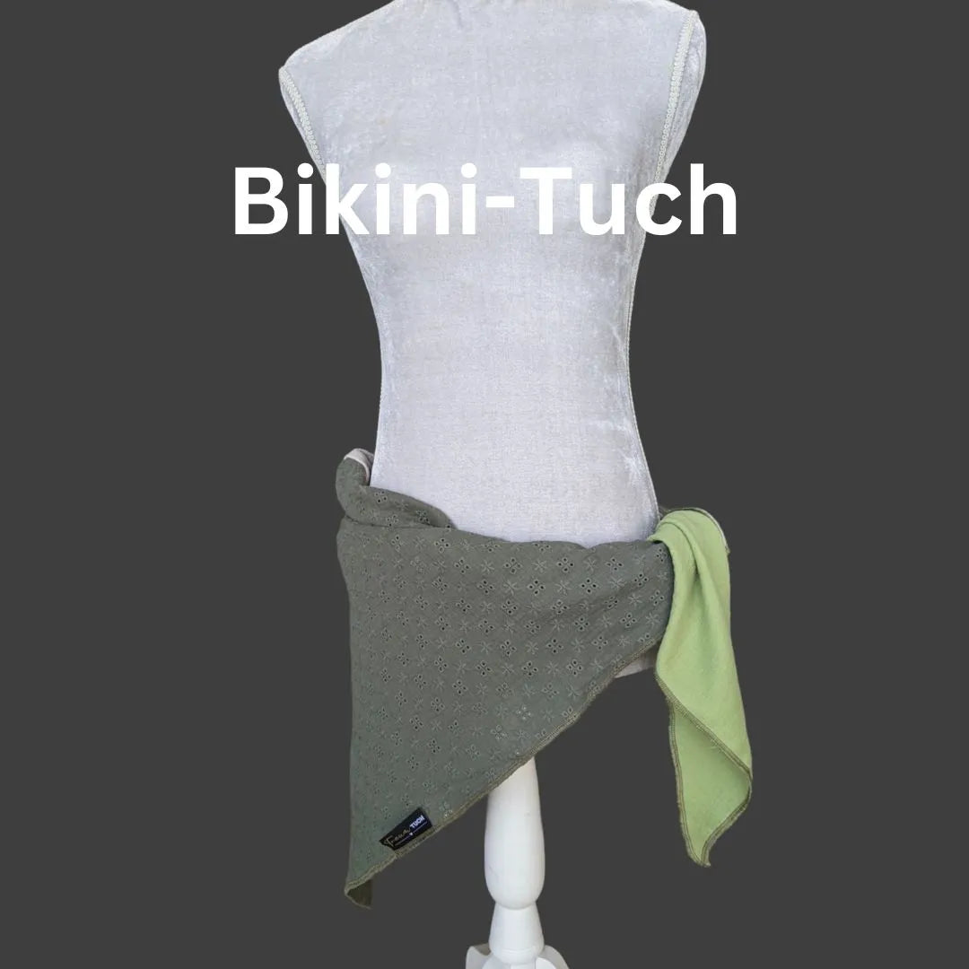 Sommer-Tuch - Khaki bestickt-Beige-Grün